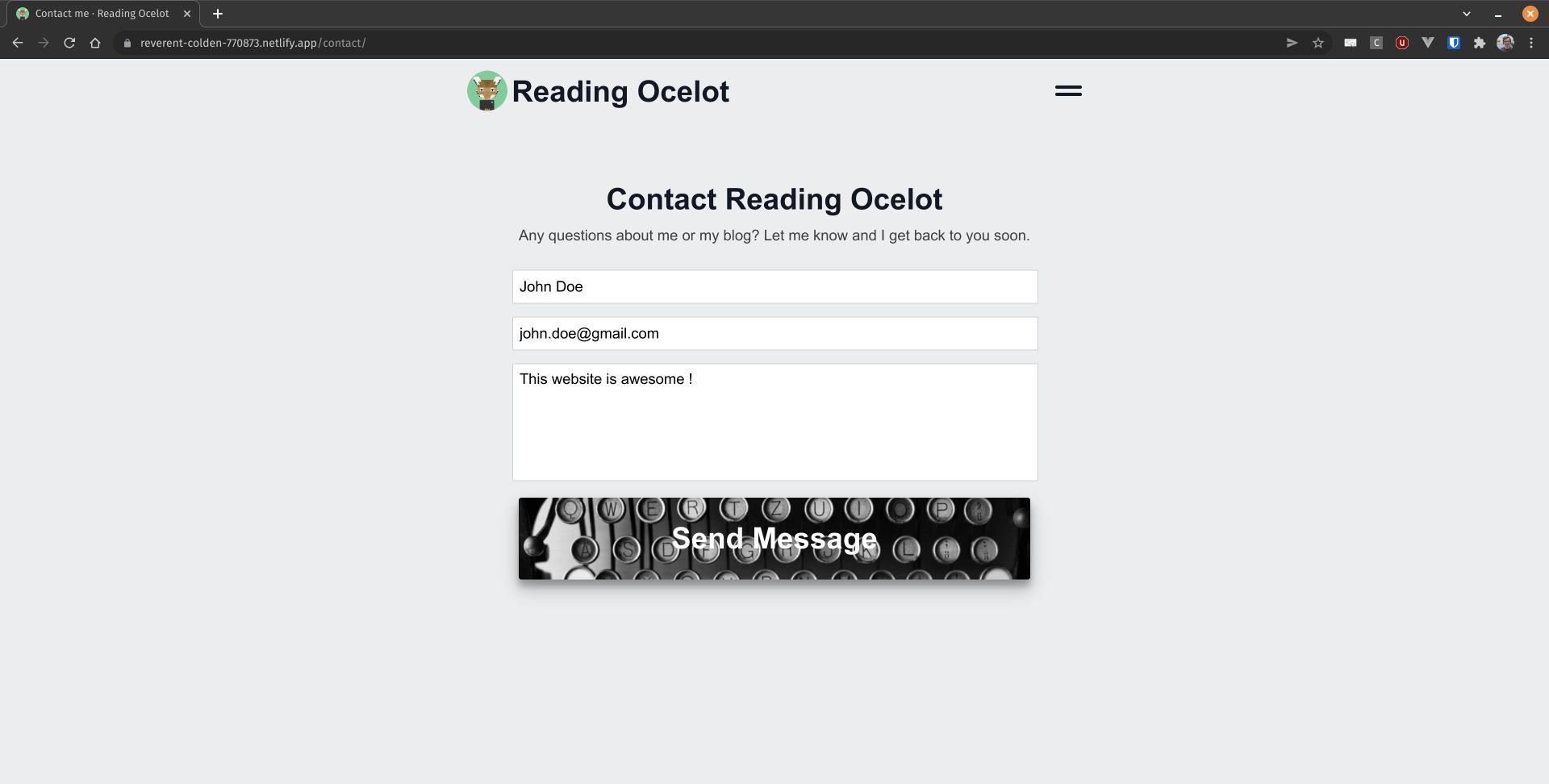 Contact page Reading Ocelot